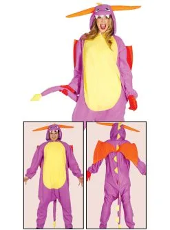 Funidelia Paarse Draak Onesie Kostuum Voor Volwassenen